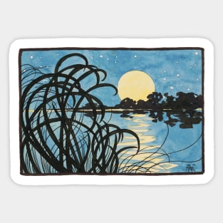 moonrise over the pond Sticker